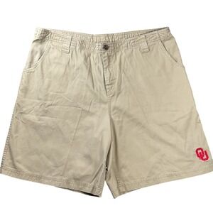 NCAA Oklahoma Sooners Shorts Mens XL Khaki Excellent OU Logo Chino Twill